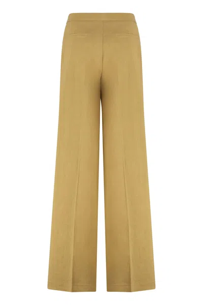 Pinko Trousers Linen High-rise Waist In Yellow