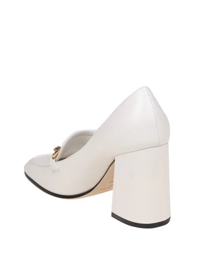 Jimmy Choo Womens Latte Diamond Tilda Chain-embellished Leather Heeled Loafers In White