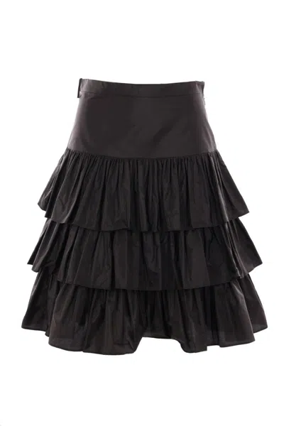 Valentino Ruffled Taffeta Skirt Woman Black 42 In Black