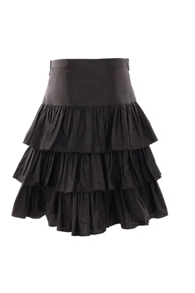 Valentino Ruffled Taffeta Skirt Woman Black 42 In Black