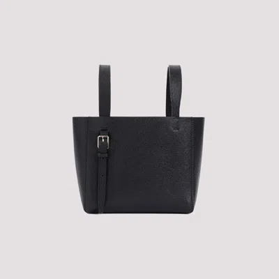 Valextra Micro Soft Leather Bucket Bag In Black