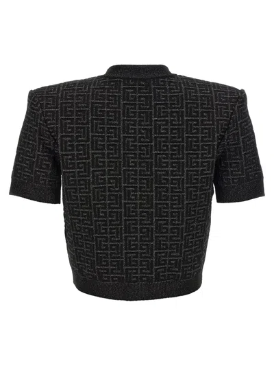Balmain Pb Labyrinth Knit Cardigan In Black