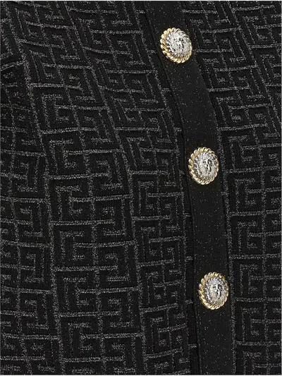 Balmain Pb Labyrinth Knit Cardigan In Black