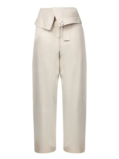 Jw Anderson J. W. Anderson White Trousers With Unique Fold-over Design In Neutrals