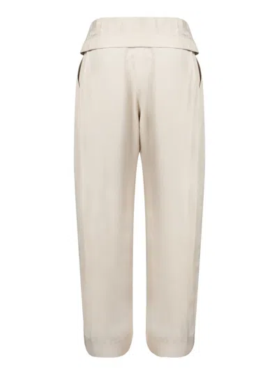 Jw Anderson J. W. Anderson White Trousers With Unique Fold-over Design In Neutrals