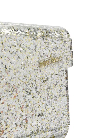 Jimmy Choo Candy Champagne Clutch Bag With All-over Coarse Glitter In Acrylic Woman