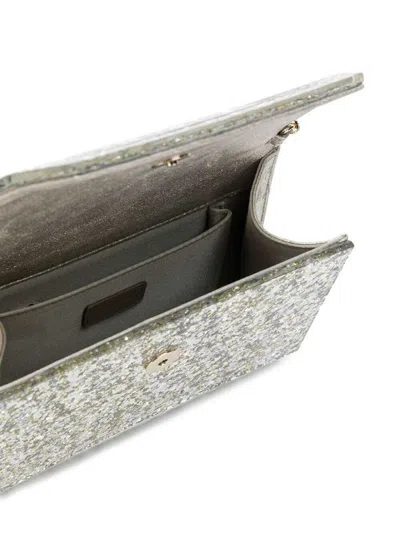 Jimmy Choo Candy Champagne Clutch Bag With All-over Coarse Glitter In Acrylic Woman