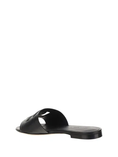 Dolce & Gabbana Dolce&gabbana Women Dg Logo Rubber Beachwear Sliders In Black