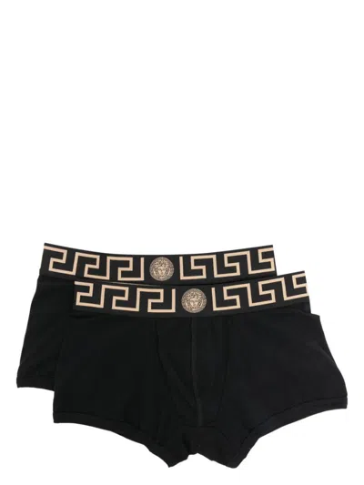 Versace Black Briefs With Elastic Waist With Medusa Print