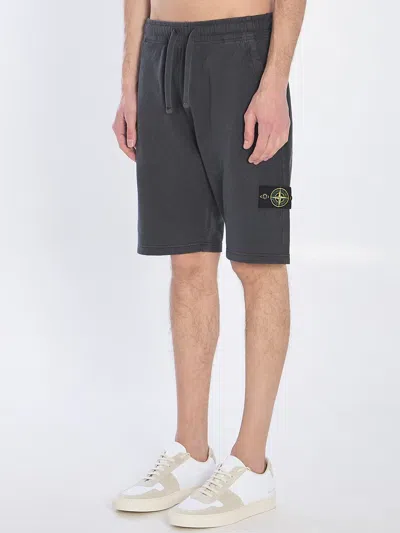 Stone Island Fleece Bermuda Shorts In Gray