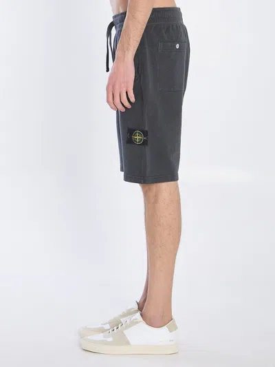 Stone Island Fleece Bermuda Shorts In Gray
