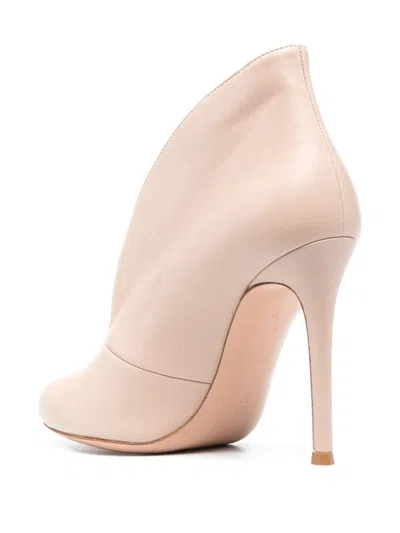 Gianvito Rossi Open Toe Leather Heel Ankle Boots