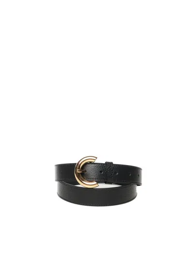 Coccinelle Gold-toned Buckle Leather Belt In Black