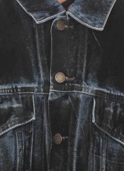 Darkpark Gigi Flocked Cropped Denim Jacket In Blue