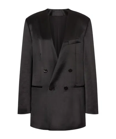 Philosophy Di Lorenzo Serafini Double-breasted Blazer With Structured Shoulders And Sheen