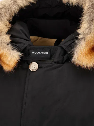 Woolrich Arctic Anorak In Ramar Cloth With Detachable Fur In Black