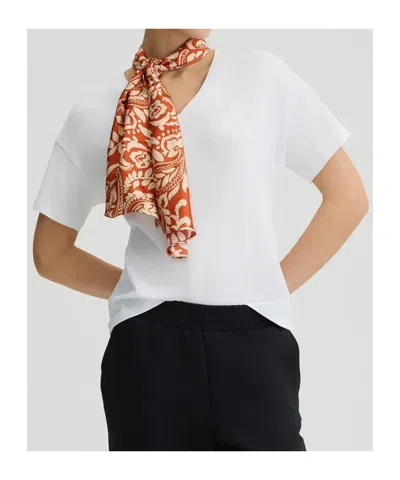 Liu •jo Liu Jo Logo Embellished V-neck T-shirt In White