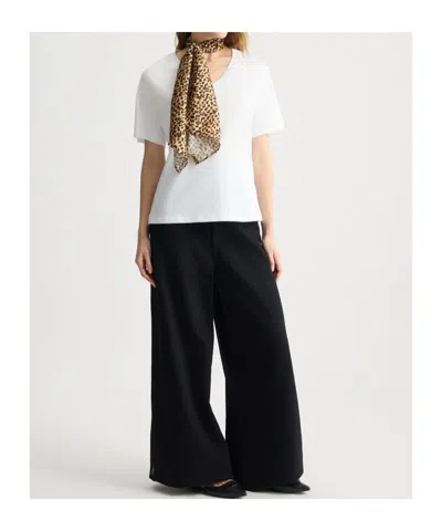 Liu •jo Animal Print Scarf Crewneck T-shirt With Leopard Detail In White