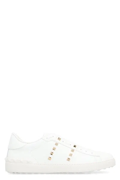 Valentino Garavani Valentino Rockstud Untitled Leather Sneaker In White