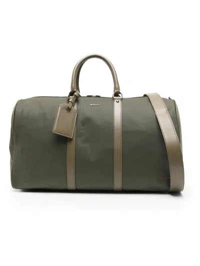 Kiton Logo Tag Travel Bag With Detachable Strap In Green