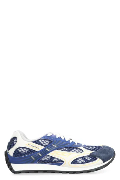 Bottega Veneta Mens Orbit Contrast-panel Woven Low-top Trainers Blue Oth In Multi