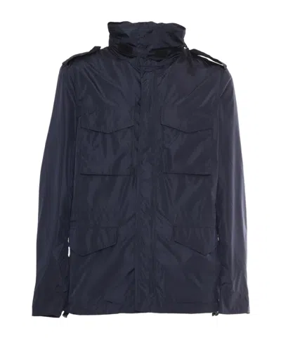 Aspesi Minifield Cotton Blend Poplin Jacket In Blue