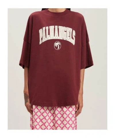 Palm Angels Short Sleeve T-shirt In Burgundy