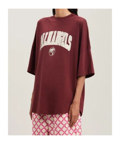 Palm Angels Short Sleeve T-shirt In Burgundy