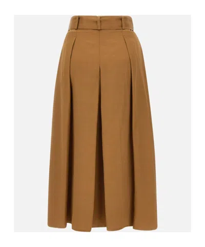 Kaos Pleated Midi Skirt In Brown