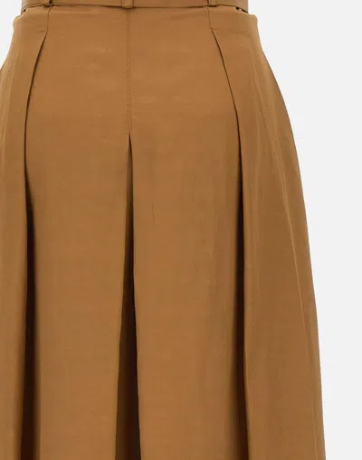 Kaos Pleated Midi Skirt In Brown