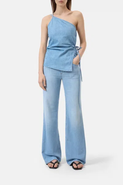 Closed Wrap-design Denim Top