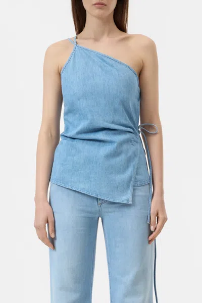 Closed Wrap-design Denim Top