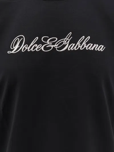 Dolce & Gabbana Logo-embroidered Lace-trimmed T-shirt In Black