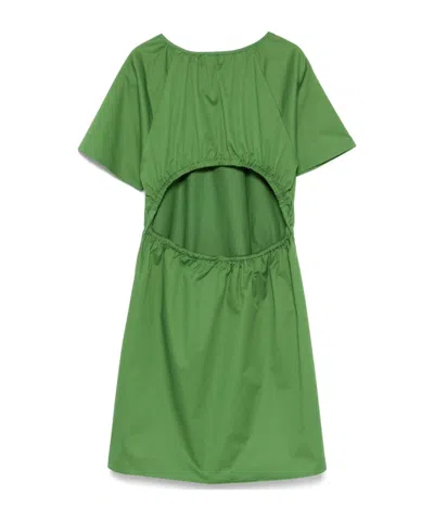 Closed Poplin Short Dress In Green