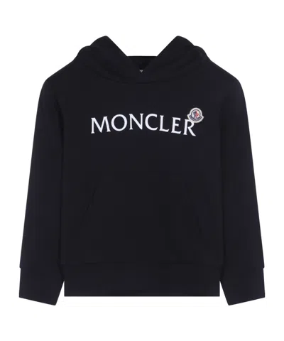 Moncler Black Sweatshirt For Kids With Logo In Black