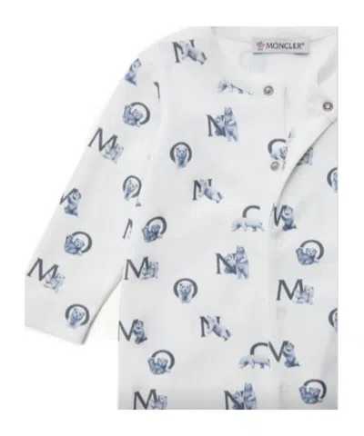 Moncler Enfant All-over Patterned Crewneck Rompers In White