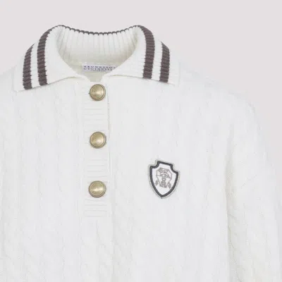 Brunello Cucinelli Sport Club Pullover With White Cashmere In White