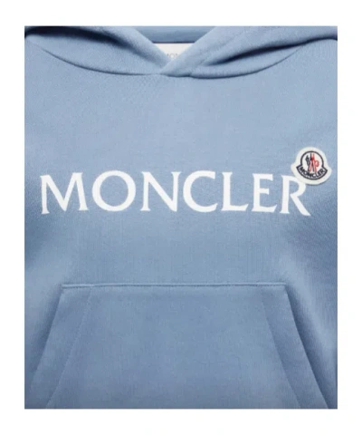 Moncler Sweat À Capuche En Coton À Logo In Blue