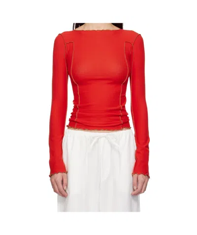 Baserange Red Omato Long Sleeve T-shirt In Red