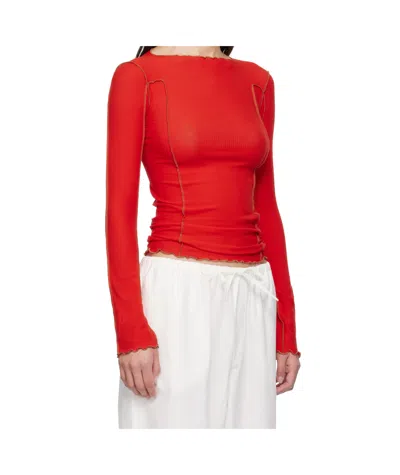 Baserange Red Omato Long Sleeve T-shirt In Red