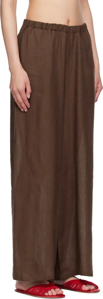 Baserange Elastic Waist Casual Pants In Brown