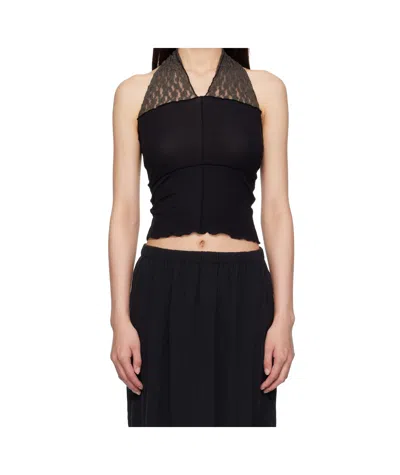 Baserange Black Nehru Halter Top In Black