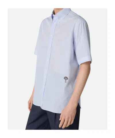 Bottega Veneta Gestreiftes Hemd Aus Baumwollpopeline In Blue