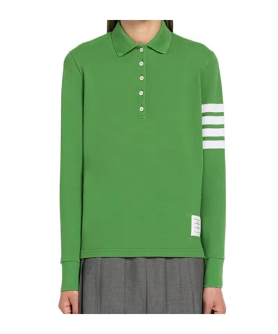 Thom Browne 4-bar Short-sleeved Polo Top In Green