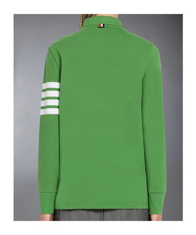 Thom Browne 4-bar Short-sleeved Polo Top In Green