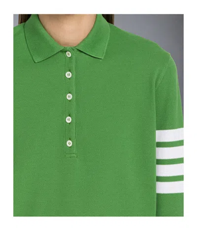 Thom Browne 4-bar Short-sleeved Polo Top In Green