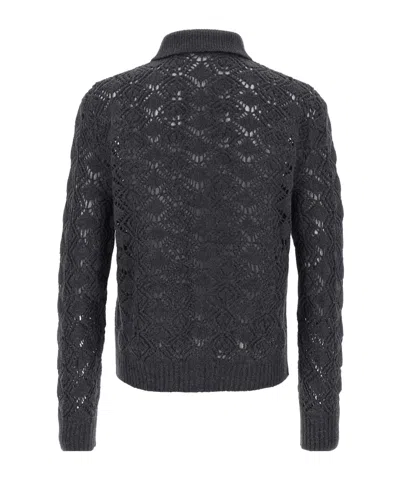 Jil Sander Openwork Wool Cardigan Sweaters And Cardigans Gray In Gray