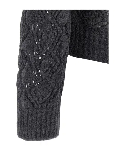 Jil Sander Openwork Wool Cardigan Sweaters And Cardigans Gray In Gray