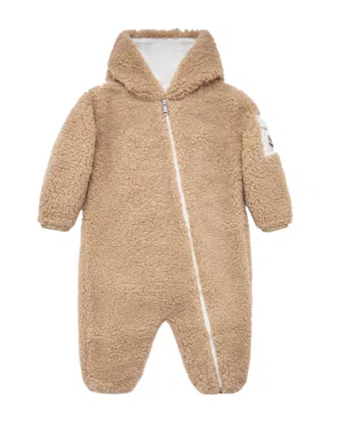 Moncler Teddy Hooded Baby Grow In Brown