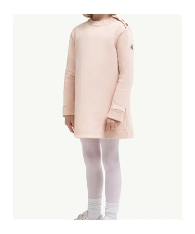 Moncler Robe Sweat En Coton In Pink